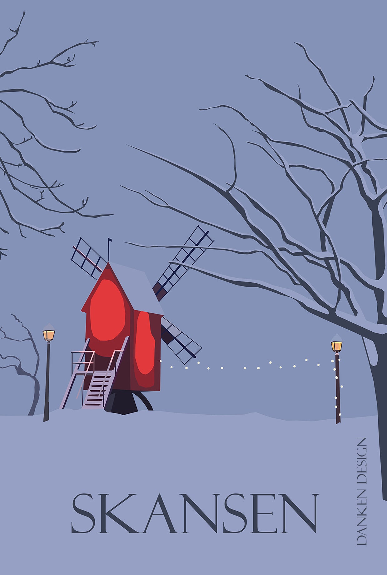 The windmill at Skansen - Postcard