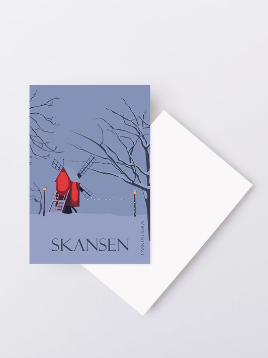 The windmill at Skansen - Postcard